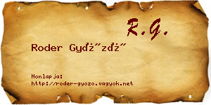Roder Győző névjegykártya
